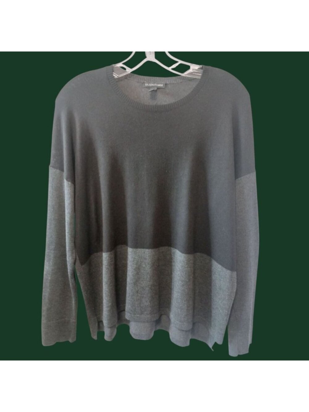 Eileen Fisher Womens Tunic Color Block Crewneck Long Sleeve  Gray Xsmall